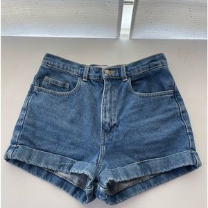 American apparel high waisted denim shorts